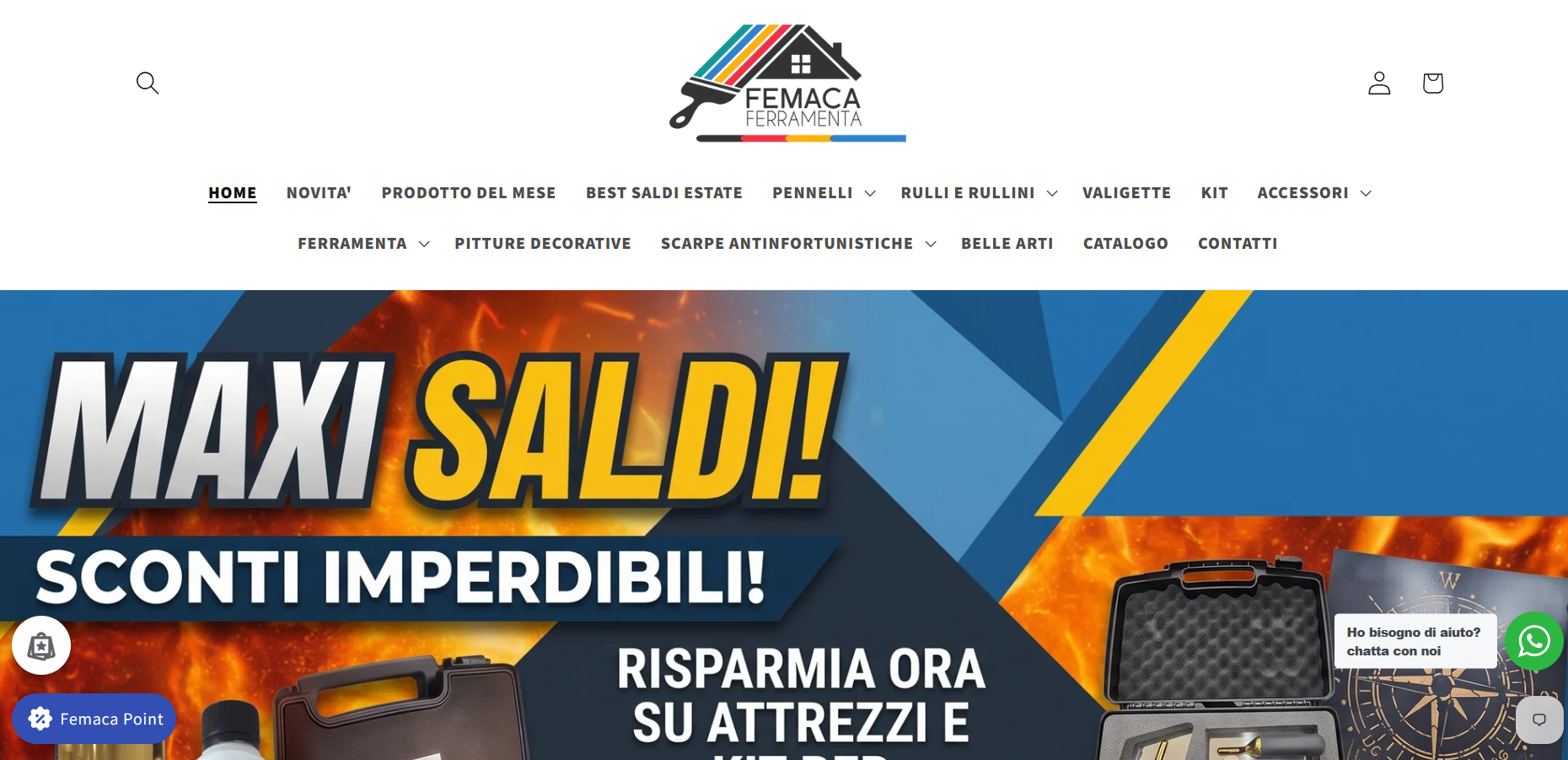E-commerce Femaca Ferramenta realizzato da Hurricane SRG